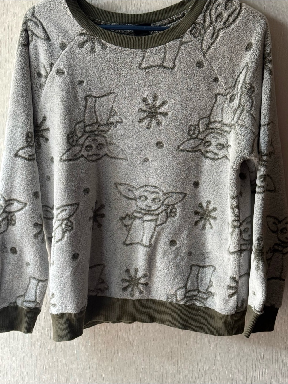 Star Wars Gray Plush Crewneck Sweater with Olive Trim - Picture 3 of 4